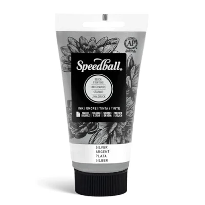 Image of Speedball Art Products 75cc Water Soluble Block Ink Silver, Wood, 2.5oz