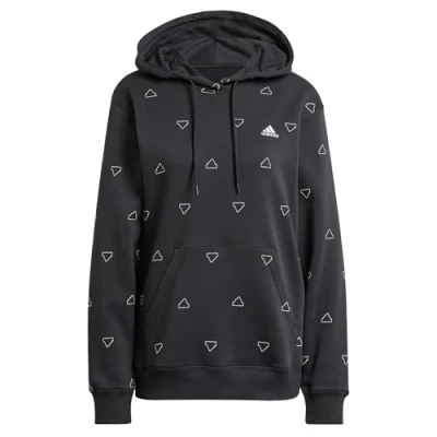 Image of adidas Women&#039;s Essentials Monogram Regular Fleece Graphic Hoodie, black, XS