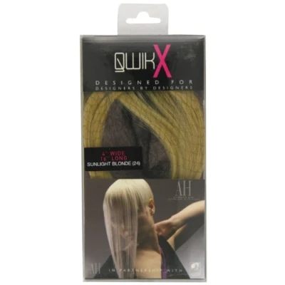 Image of Qwik X 100 Percent Indian Remi Human Hair Tape Extensions Colour 24 Sunlight Blonde 41cm