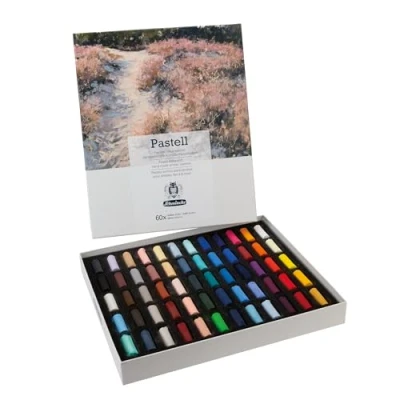 Image of Schmincke Pastel, 60 colours, multi purpose, 77 601 097, cardboard set with half pastel pencils, handmade pastels, brilliant, velvety matt, highly lightfast colours