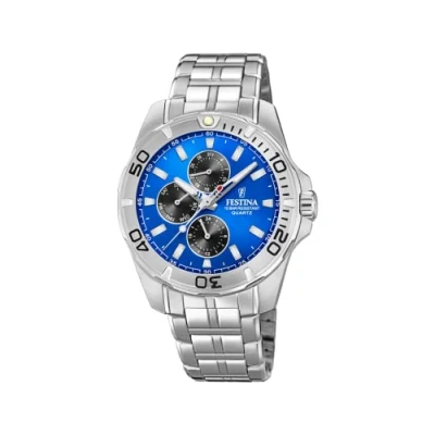 Image of Multifunction Men&#039;s Watch in Steel, Blue PVD FE.F20445/2