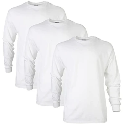 Image of GILDAN Men&#039;s, Ultra Cotton Long Sleeve T Shirt, Style G2400, White, XL