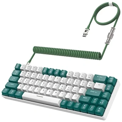 Image of YINDIAO T8 60% Gaming Keyboard,68 Keys Compact Mini Wired Mechanical Keyboard with 18 Chroma RGB Backlit,Blue Switch,USB C Coiled Cable,for PC,Laptop,Mac,PS4,XBOX Green