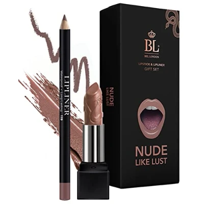Image of BL Color Matched Nude Lip Liner &amp; Lipstick Set Full Coverage Argan Long Lasting and With Natural Oils for Nourishment, Hydration, Protection