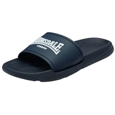 Image of Lonsdale Men&#039;s Naples Slide Sandal, Navy/White, 8 UK