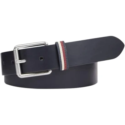 Image of Tommy Hilfiger Men Belt Leather, Blue (Space Blue), 115 cm