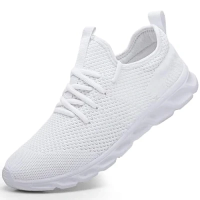 Image of Damyuan Mens Running Walking Tennis Trainers Casual Gym Athletic Fitness Sport Shoes Fashion Sneakers Ligthweight Comfortable Working Outdoor Flat for Jogging White Size 9.5 UK