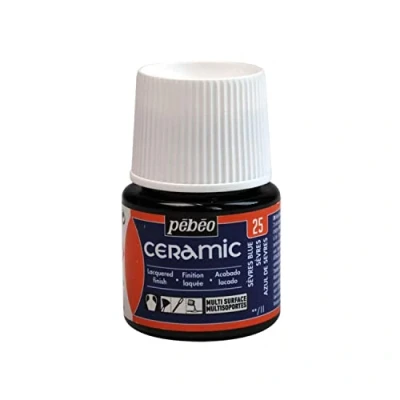 Image of PEBEO 025 45 ml Ceramic Paint, Liquid, Sevres Blue, 4.5 x 7 cm