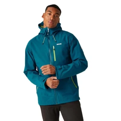 Image of Regatta Mens Okara Full Zip Waterproof Breathable Jacket, Moroccan Blue(Piquant Green), S EU
