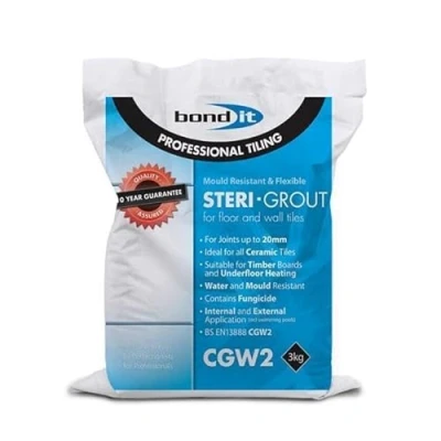 Image of Bond it Steri Grout Mould Resistant Flexible Floor &amp; Wall Tile Kitchen Bathroom Hygienic 3KG Colours (Grey)