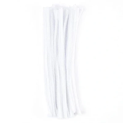 Image of Vaessen Creative Pipe Cleaners for Crafts, Synthetic Fiber, White, 30 x 0.8 0.1 cm