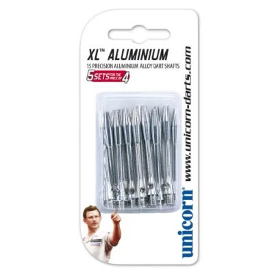 Image of Unicorn XL Dart Shafts Value Pack Durable Aluminium Medium 45.6 mm Silver 15 Stems