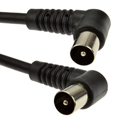 Image of kenable RF Fly Lead Right Angle Male Plug to Coaxial TV Freeview Cable 4m Black [4 metres]