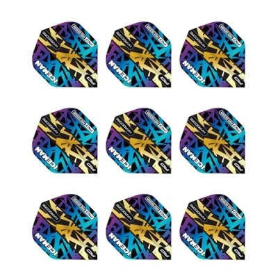 Image of RED DRAGON Gerwyn Price Hardcore Premium Rainbow &amp; Gold Dart Flights 3 Sets Per Pack (9 in total)