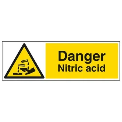 Image of V Safety Danger Nitric Acid Warning Sign 600mm x 200mm 1mm Rigid Plastic