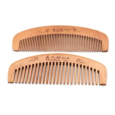 Image of Handmade Wooden hair Comb for Curly Wide Toothed Comb, Anti Static and Barrier Free Hand Brushing Beard Suitable Women, Male Natural Wood Sandalwood (16CM 2 rings)