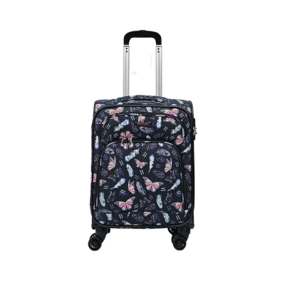 Image of Infinity Leather Butterfly Cabin Suitcase 55 x 37 20 cm Soft Shell Luggage Travel Suitable for Easyjet, Ryanair, Jet 2 Paid Carry on