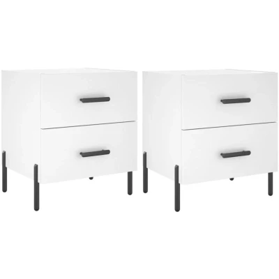 Image of vidaXL Bedside Cabinets 2 pcs White 40x35x47.5 cm Engineered Wood