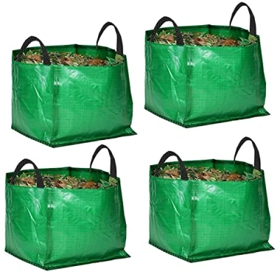 Image of SPARES2GO Extra Large Garden Waste Bags Heavy Duty Reusable Sack 120 Litre (Pack of 4, Green)