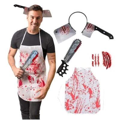 Image of 5pcs Cleaver Butcher Halloween Costumes For Men Adult &amp; Teen 14+ One Size Fits All 2024 Trending Fancy Dress UK Based Brand