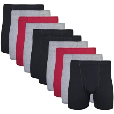 Image of Gildan Men&#039;s Underwear Covered Waistband Boxer Briefs, Multipack, Black/Garnet/Graphite (10 Pack), Large (Pack of 10)