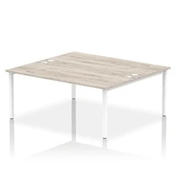 Image of Impulse Bench B2B 2 Person 1800 White Frame Office Desk Grey Oak