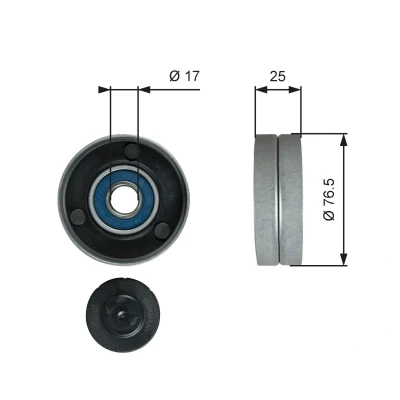 Image of 078903343 Idler Pulley GATES FleetRunner Micro V Kit T38059 AUDI: A4 B7 Saloon, A6 C5 Avant, Allroad C5, VOLKSWAGEN: Passat B5 GP Estate