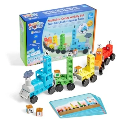 Image of Learning Resources MathLink Cubes Activity Set Numberblocks Express Train, Age 3 4 5 6, Play Trains, CBeebies Toys, Maths Number Numberblock Cube Counting, EYFS, 10 Activities
