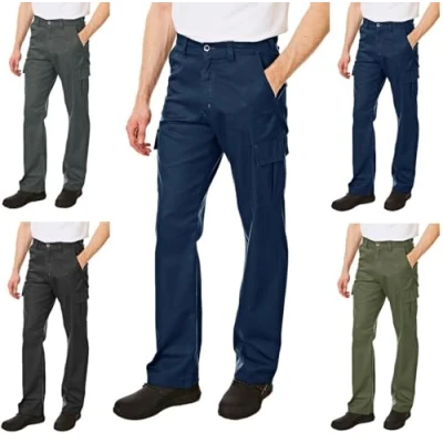 Image of Lee Cooper Men&#039;s LCPNT205 Heavy Duty Easy Care Multi Pocket Work Safety Classic Cargo Pants Trousers, Navy, 42W / 29L