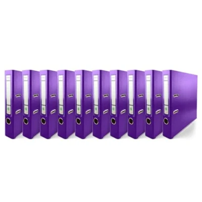 Image of Netuno 10x Folder Lever Arch Purple 2 Ring Binder Ekobox Organiser 5 cm 1,97 inch A4 Narrow Cardboard for Office Shelf Folders Desk