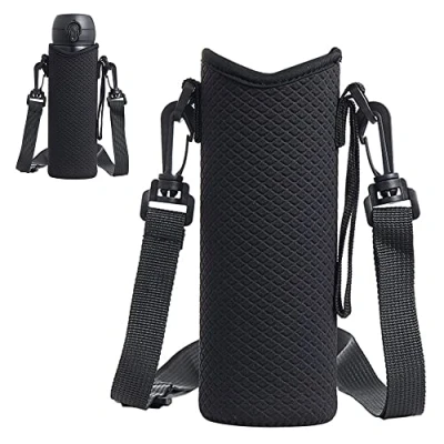 Image of WsKingWA Water Bottle Sleeve Pouch Neoprene Carrier Cover Bag with Shoulder Strap for Outdoor Hiking Travel Drink Carrying, ect 18.5 x 6.6cm