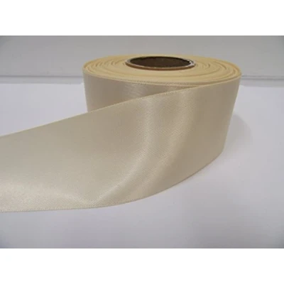 Image of 1 Roll of 50mm x 25 metres Satin Ribbon Cream Double Sided 50 mm 5cm 2&quot; 2 Inch
