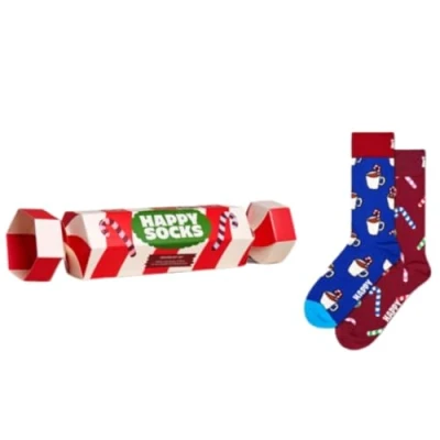 Image of Happy Socks Holiday Cracker GIFT Unisex 2 PACK Socks, Size: 7.5 11.5, Dark red