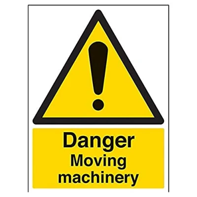 Image of V Safety Danger Moving Machinery Sign 300mm x 400mm 1mm Rigid Plastic