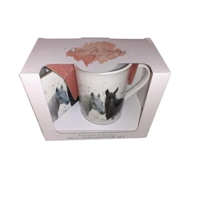Image of Joe Davies Bree Merryn Horses Fine China Mug &amp; Coaster Set