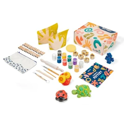 Image of Sculpd Air Dry Clay Kit for Kids Age 7 8 9 Includes Modeling Clay, 10 Colors Paint Set, Paintbrushes, Sculpting Tools, Guide and More Pottery with Art Accessories