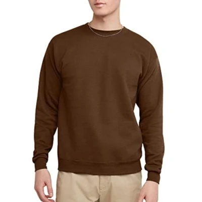 Image of Hanes Men&#039;s Ecosmart Fleece Sweatshirt, Cotton blend Pullover, Crewneck Sweatshirt for Men, 1 Or 2 Pack Available, Army Brown Pack, M