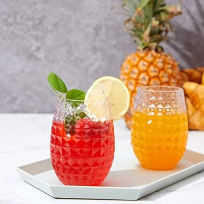 Image of URMAGIC 2 Pcs Plastic Wine Glasses,360ml Pineapple Shape Drinking Glasses,Reusable Cocktail Glasses,Beer Glasses,Pineapple Cups,Creative Glasses Cups,Party Cup,Water Glass