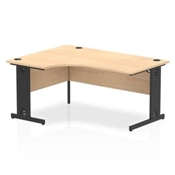 Image of Impulse 1600 LH Crescent Office Desk Maple Top Black Cable Managed Leg