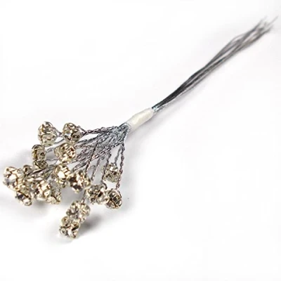 Image of Diamante Branch Crystal Effect Spray 4mm 14cm Wire (Clear in Silver)