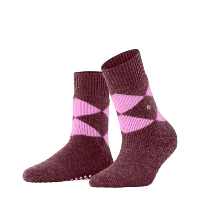 Image of Burlington Women&#039;s Cosy Argyle W HP Wool Viscose Grips On Sole 1 Pair Socks, Purple (Garnet 8185), 3.5 7