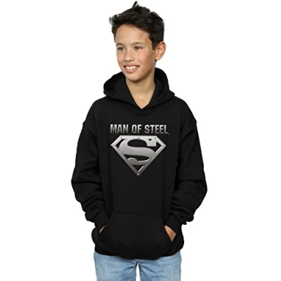 Image of DC Comics Boys Superman Man of Steel Shield Hoodie 5 6 Years Black