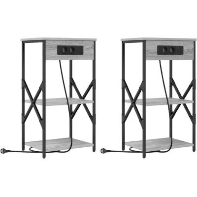 Image of Bedside Cabinets with Shelf Storage 2 pcs Grey sonoma Engineered wood vidaXL