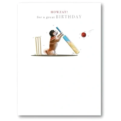 Image of Noel Tatt Male Birthday Card General Funny for Men/Boys Dog Playing Cricket Eco Friendly and Recyclable
