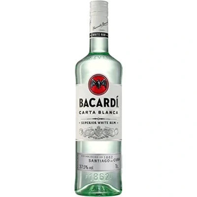 Image of BACARDÍ Carta Blanca Superior White Rum, 37.5% ABV, 100cl / 1l, Iconic Caribbean Rum Perfect for Cocktails