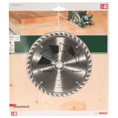 Image of Bosch 1x Circular Saw Blade Standard (for Wood, Ø 170 x 2.2/1.5 20/16 mm, 40 Teeth, ATB, with Reduction ring 16 Accessories for Saws)
