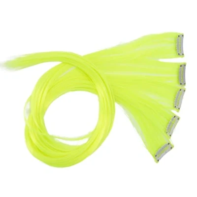 Image of CAISHA 22&#039;&#039; 5 Pieces Colorful Highlights Clip In Extensions Hair Extension Straight Long Hairpiece Neon Yellow BST120
