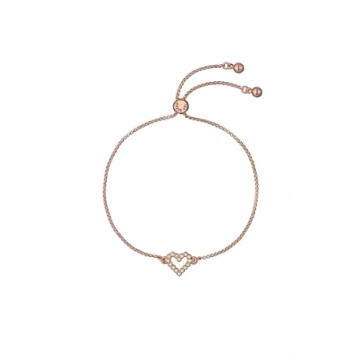 Image of Ted Baker Amorita Crystal Halo Heart Adjustable Bracelet For Women (Rose Gold/Crystal)