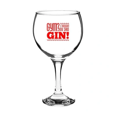 Image of Novelty Engraved/Printed Large Spanish Gin Balloon Glass Gym?! I Thought You Said Gin! Red