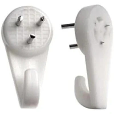 Image of Merriway BH05796 (20 Pcs) Medium 30mm (1.3/16 inch) White Nylon Non Trace Hardwall Drywall Picture Hanger Hook Pack of 20 Pieces